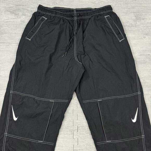 Nike Sportswear Swoosh Repel Joggers Pants Oversize Fit High-Rise Black Woven - Picture 5 of 10